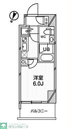 ジェノヴィア綾瀬スカイガーデン 13階1Kの間取り