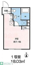 アミスタ小菅 4階ワンルームの間取り