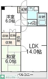 パークヒル東和 203 2階2LDKの間取り
