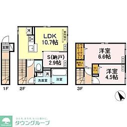 京成金町線 柴又駅 徒歩8分の賃貸アパート 2階3LDKの間取り