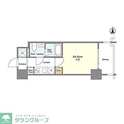 プラシア北千住 9階1Kの間取り