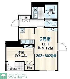 Skuld墨田緑 1LDKの間取図画像