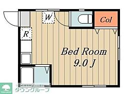 JR山手線 日暮里駅 徒歩3分の賃貸マンション 2階ワンルームの間取り