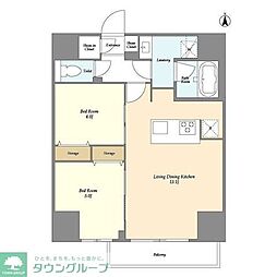 クラリティア西日暮里 7階2LDKの間取り