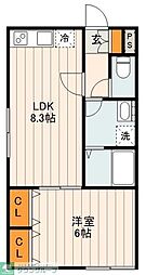 東京メトロ千代田線 北綾瀬駅 徒歩8分の賃貸マンション 3階1LDKの間取り