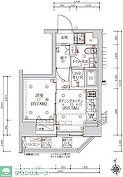 クオリタス浅草橋 5階1DKの間取り