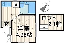 都営浅草線 押上駅 徒歩4分の賃貸アパート 1階1Kの間取り