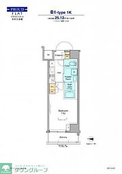 プラウドフラット本所吾妻橋 6階1Kの間取り