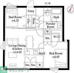 EDIT文京護国寺 2階2LDKの間取り