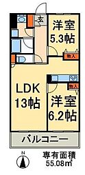 レジディア南千住 5階2LDKの間取り