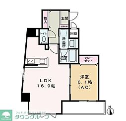 Como Palacio日暮里 3階1LDKの間取り