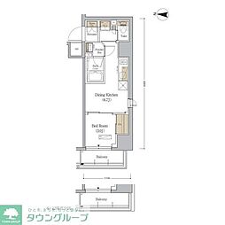 アーバネックス森下ＷＥＳＴ 6階1DKの間取り
