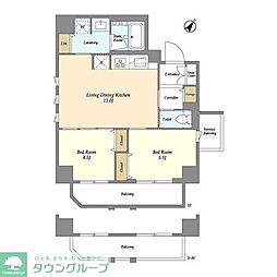 リテラス三ノ輪ウエスト 2LDKの間取図画像