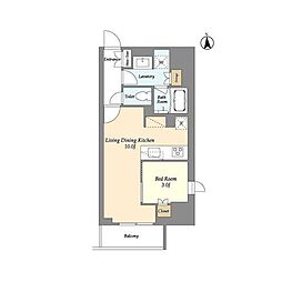 LaSanteUeno 1LDKの間取図画像