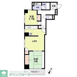 フェリーチェお茶の水 2DKの間取図画像
