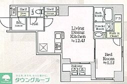 アイルプレミアム月島 1LDKの間取図画像