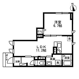 D-room梶原 1LDKの間取図画像