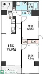 グランベル上野の杜 2LDKの間取図画像