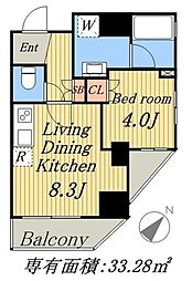 エルスタンザ文京根津 1LDKの間取図画像