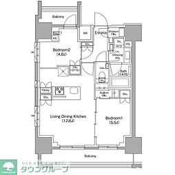 ザ・パークハビオ新御徒町 2LDKの間取図画像