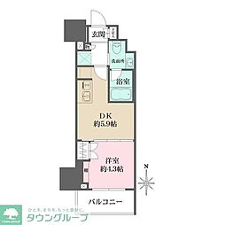 ルフォンプログレ元浅草マークス 1DKの間取図画像