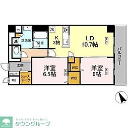 ロイジェント平井 2LDKの間取図画像