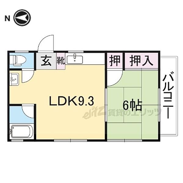 奈良県生駒市松美台(賃貸アパート1LDK・3階・30.96㎡)の写真 その2