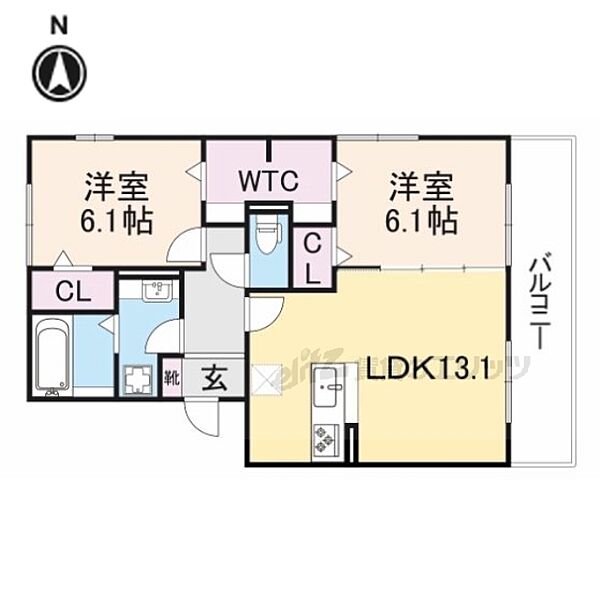 奈良県橿原市新口町(賃貸アパート2LDK・3階・62.95㎡)の写真 その2