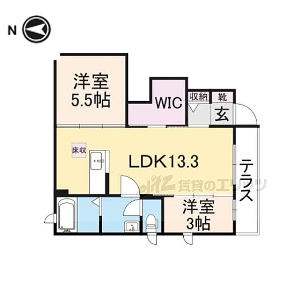 奈良県橿原市縄手町(賃貸アパート2LDK・1階・50.38㎡)の写真 その2