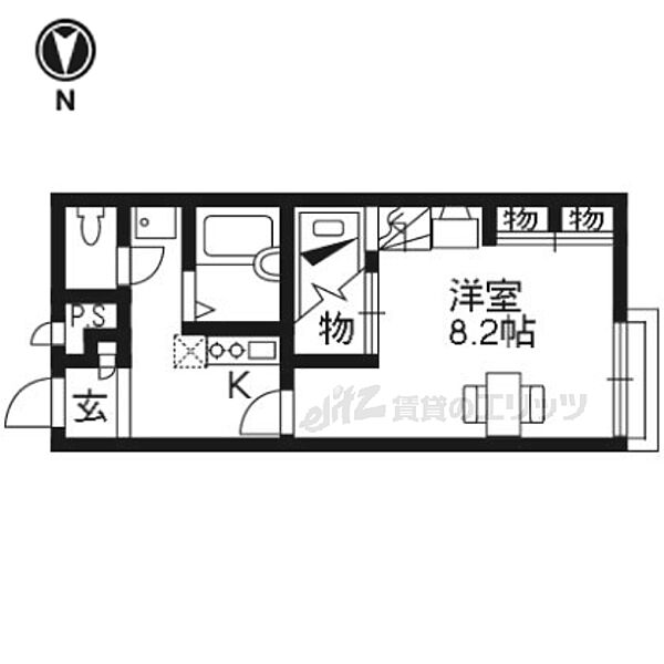 大阪府枚方市東香里元町(賃貸アパート1K・2階・22.70㎡)の写真 その2