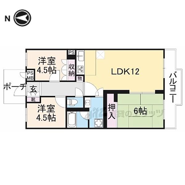 奈良県生駒市山崎町(賃貸マンション3LDK・2階・61.60㎡)の写真 その2