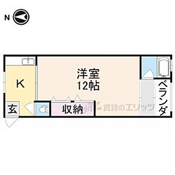 グランコート西大寺2番館 1Kの間取図画像