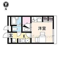 レオパレスあやめ池疋田 1Kの間取図画像