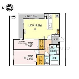 近鉄奈良線 近鉄奈良駅 徒歩6分の賃貸アパート 3階2LDKの間取り
