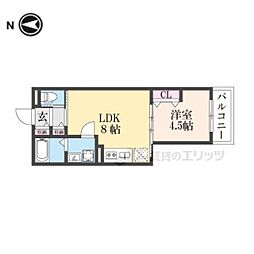 プレサンスクレージュ喜里川町　Ｎｏｒｔｈ 2階1LDKの間取り