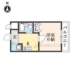 エスポワール信貴 1Kの間取図画像