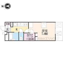 JR関西本線 奈良駅 徒歩10分の賃貸アパート 2階1Kの間取り