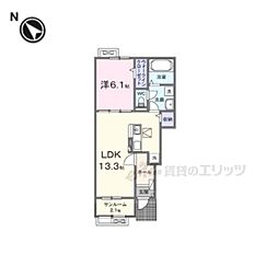 グランディール富雄南 1LDKの間取図画像