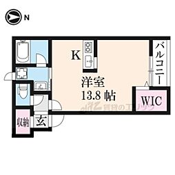 プレステ柳2丁目弐番館 ワンルームの間取図画像