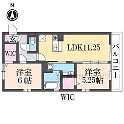 グランドゥール 2LDKの間取図画像