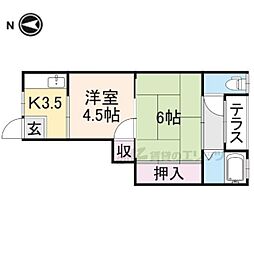 グランコート西大寺2番館 2Kの間取図画像