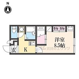 レオパレスブロッサム 1Kの間取図画像