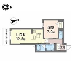 ジェイエイチエスプレミア学園前 1LDKの間取図画像