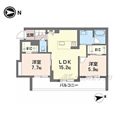 ジェイエイチエスプレミア学園前 2LDKの間取図画像