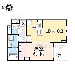 アメニティプラザ朱雀 1LDKの間取図画像