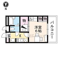レオパレスグリシーナ 1Kの間取図画像