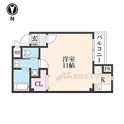 パインヒル ワンルームの間取図画像