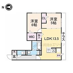 オンディーヌ富雄 2LDKの間取図画像