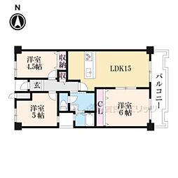グランドパレス学園前B棟 3LDKの間取図画像