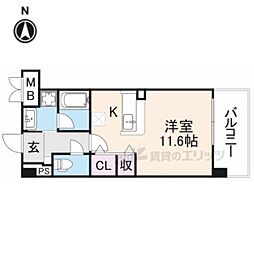 パールタウン ワンルームの間取図画像